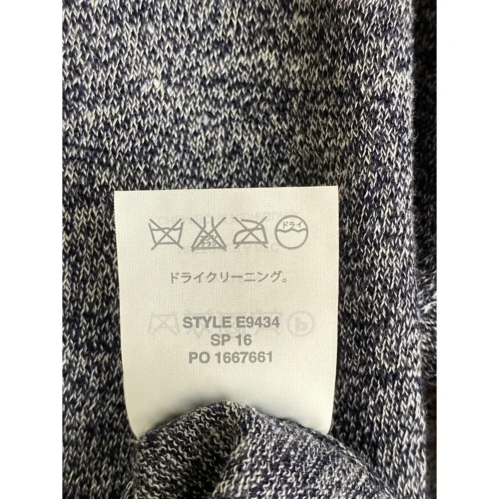 J.Crew Merino Linen Double V Neck Knit Top Sweater Blue Relaxed Small